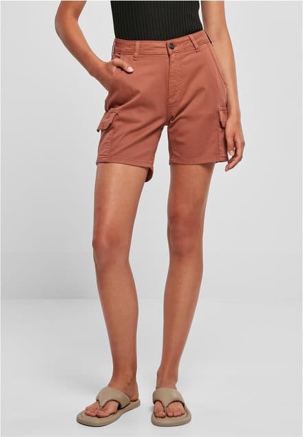 Urban Classics - High Waist Cargo Korte broek - Taille, 27 inch - Oranje