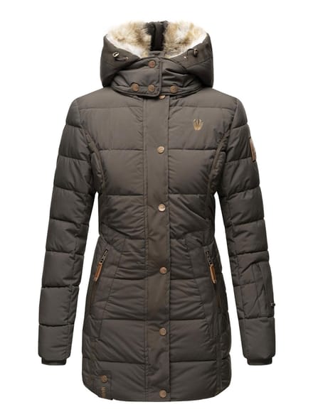 Marikoo dames winterjas met capuchon & imitatiebont voering