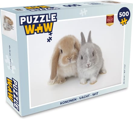 Puzzel Konijnen - Vacht - Wit - Legpuzzel - Puzzel 500 stukjes