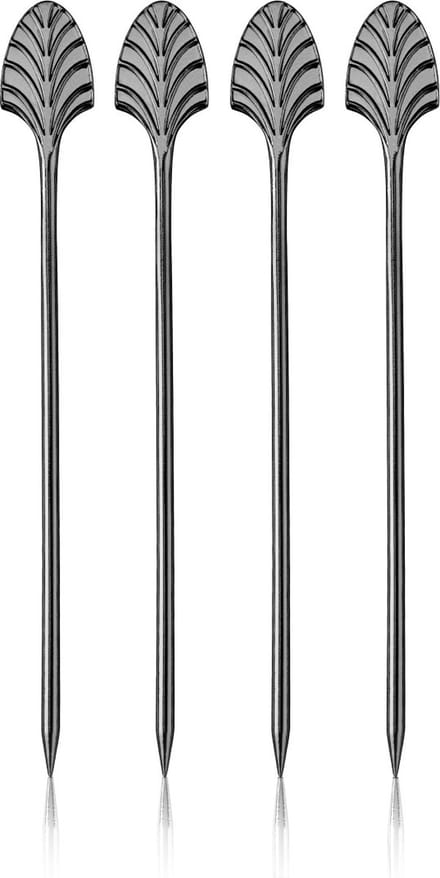Viski Art Deco Cocktailprikkers - roestvrijstaal - gunmetal - 4 stuks