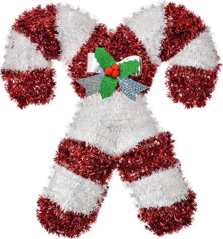 Clayre & Eef Kerstdecoratie Zuurstok 32x3x36 cm Rood Wit Kunststof