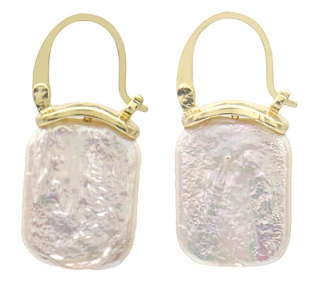 Oorbellen Parelmoer - RVS - 3x1,2 cm - Goudkleurig