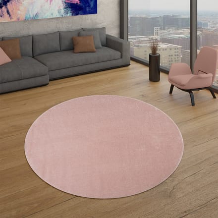Woonkamertapijt Kurflor effen design modern en tijdloos 120 x 120 cm Rond 120 x 120 cm Rond Roze