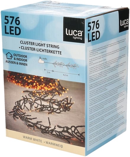 Luca Lighting Kerstverlichting - 576 lampjes - afstandsbediening - warm wit - 420cm - clusterverlichting