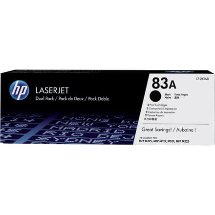 HP 83AD / CF283AD 2-Pack Zwart Toner - Lasertoner Zwart