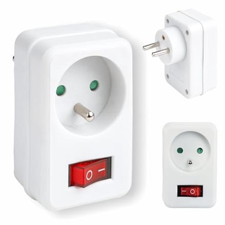 Stopcontact met schakelaar - Adapter voor 250 V, 16 A, aan/uit-schakelaar, wit