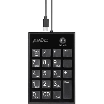 Perixx PERIPAD-202 C H Numeriek toetsenbord Kabelgebonden USB-hub Zwart