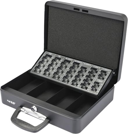 Geldcassette met handvat - 30 x 24 x 11 cm - Zwart