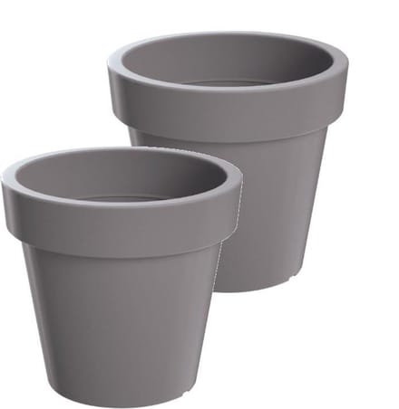 Bloempot Buiten Rond Lofly 25cm STEENGRIJS Prosperplast / 2 STUKS ! /