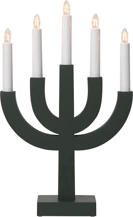Zwarte kandelaar 'Selma' van gelakt grenenhout, 5-lichts, E10-lamp, H 40 cm