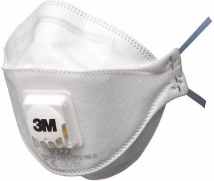 3M™ Fijnstofmasker plat vouwbaar met afsluiter, 9322C2, 2 Maskers
