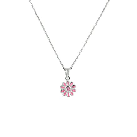 Collier emaille bloem zirkonia 36 + 4 cm