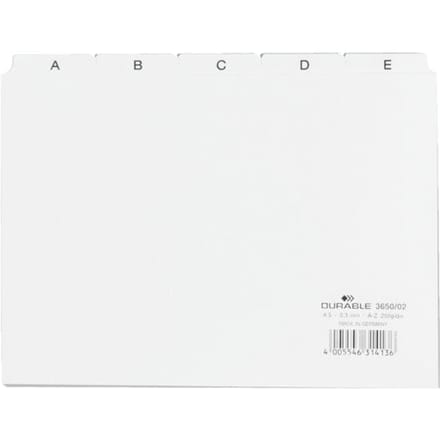 Durable Tabkaarten 365002 DIN A5 liggend Wit 1 stuk(s)