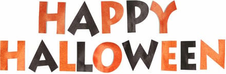 Happy Halloween feestslinger - 3,65 meter - oranje/zwart - van papier