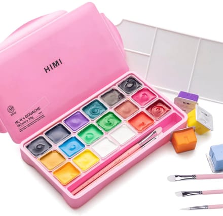 HIMI - Gouache - set van 18 kleuren - 30gr - 3 penselen - Roze