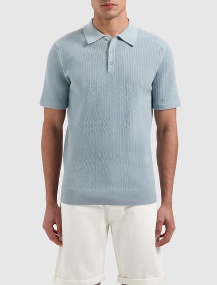 Pure Path Braided Knitwear Polo Blue Grey (25010815 - 93)