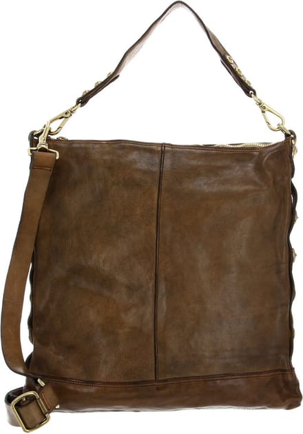 CAMPOMAGGI Leren schoudertas shopper Shopping Bag Verde Militare bruine