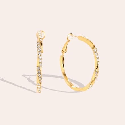 Bijoutheek Oorringen Hoop Twist Steentjes Goudkleurig