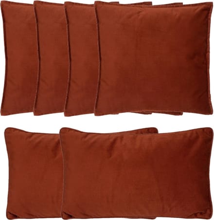Atmosphera Bank/sierkussens Sophia - set 6x - Terracotta - polyester - met rits - In 2 formaten