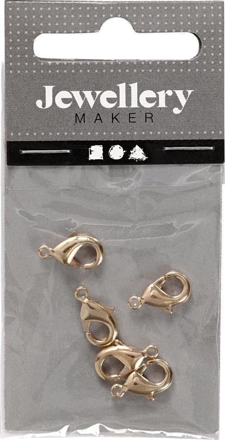 Karabijnhaken, L: 10,1 mm, verguld, 5 stuk/ 1 doos