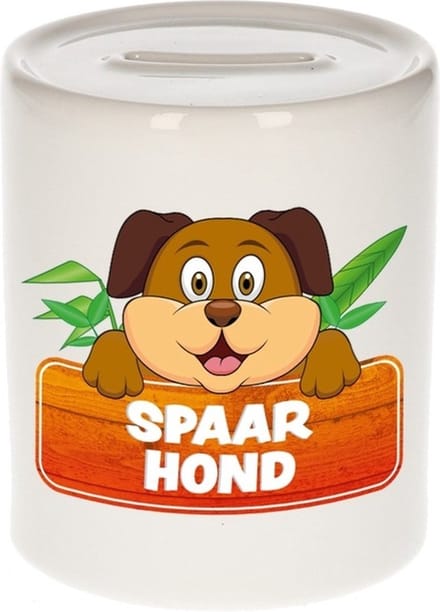 Kinder spaarpot met spaar hond opdruk - keramiek - honden spaarpotten