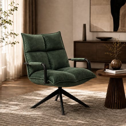 Draaifauteuil Floris - Velvet - Groen - 360 graden draaibaar