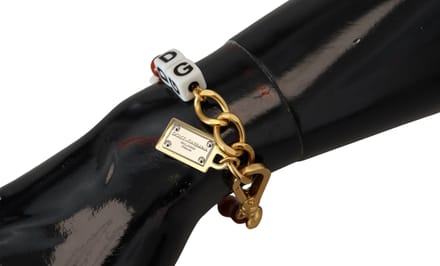 Dolce & Gabbana Gouden Ketting Messing Kralen Kreeftsluiting Logo Vrouwenarmband