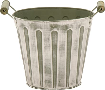Mega Collections Plantenpot/bloempot/emmer - zink - legergroen - D20 x H17 cm