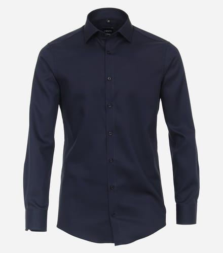 VENTI modern fit overhemd - twill - blauw - Strijkvriendelijk - Boordmaat: 48