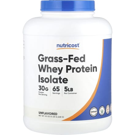 Weiproteïne-isolaat van grasgevoerde koeien, ongezoet, 2.268G (5 lbs)