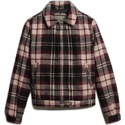 Superdry Geruite Ranch Gewatteerde Jas Crème Grootte: 36