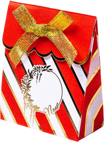 ARTYFETES - 8 rood-witte kartonnen doosjes met gouden strik 7 x 8,5 cm voor Kerstmis