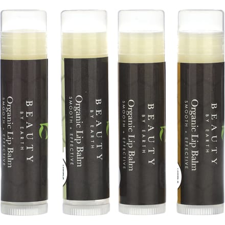 Beauty By Earth, Organic Lip Balm, Vanilla Bean and Honey, 4 Tubes, 0.15 oz Each beige