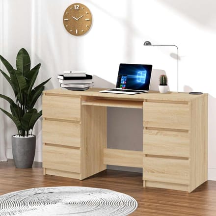 vidaXL - Schrijftafel - 140x50x77 - cm - bewerkt - hout - sonoma - eikenkleurig