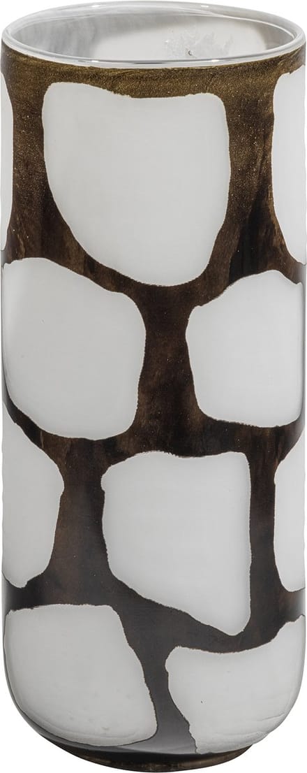 WOOOD Blair Handgemaakte Vaas - Glas - Zwart/ Wit - 34x14x14