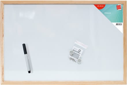 SOHO Whiteboard – Whiteboard met hout – Uitwisbare whiteboard – Whiteboard inclusief magneten – Kunststof – 40 x 60 cm – Wit