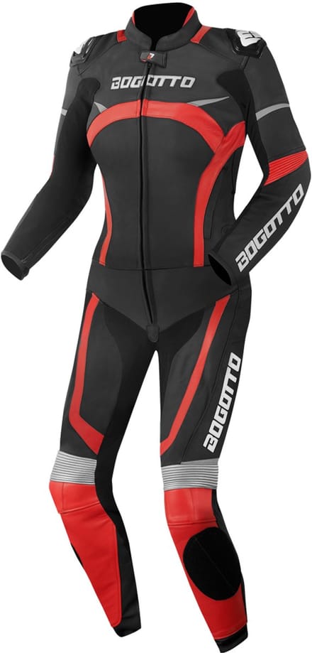 Bogotto Misano Dames Zwart Rood 2-Delig Motorpak - Racepak