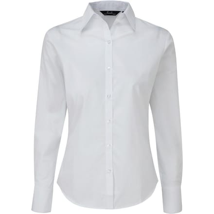 Premier Dames/Dames Popeline Blouse met Lange Mouwen (Wit)