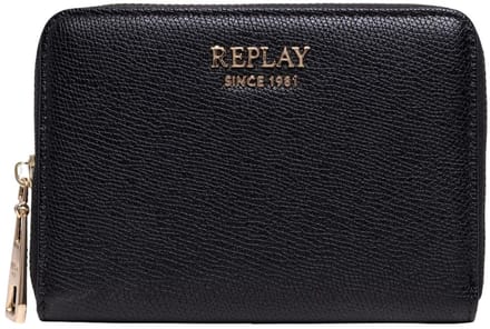 REPLAY portemonnee Zip Around Wallet Black zwart