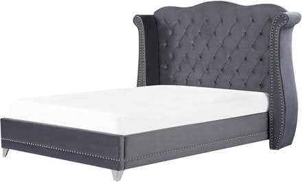 AYETTE - Tweepersoonsbed - Grijs - 180 x 200 cm - Fluweel