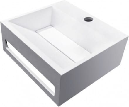 Julia fontein 30x28 cm mat wit Solid Surface met handdoekhouder