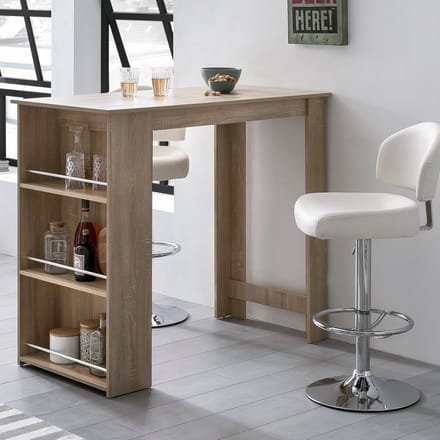Bartafel - Sonoma - Houten keukentafel met geïntegreerde plank - 120x107,5x60cm