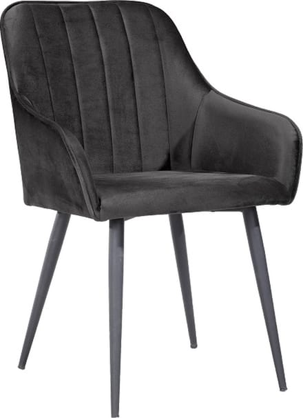 Soph & Tess - Modena Eetkamerstoel - Zwart - Set van 2 - Fluweel - Velvet - Industrieel - Met armleuning