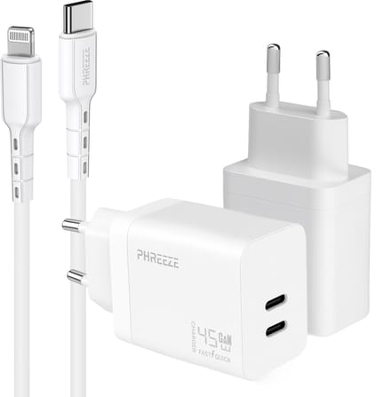 Phreeze usb C oplader geschikt voor iPhone en iPad met Lightning kabel - Snellader
