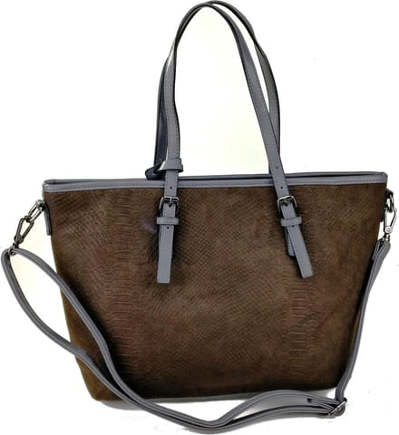 DUDLIN Omhang Hand & Schoudertas Bruin Grijs Shopper Tas