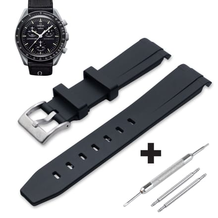 Watch Mates - MoonSwatch horlogebandje - Zwart + Gratis Tool & Pushpins