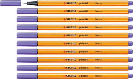 STABILO point 88 - Premium Fineliner - Fine 0,4 mm - Licht Lila - Doos 10 Stuks