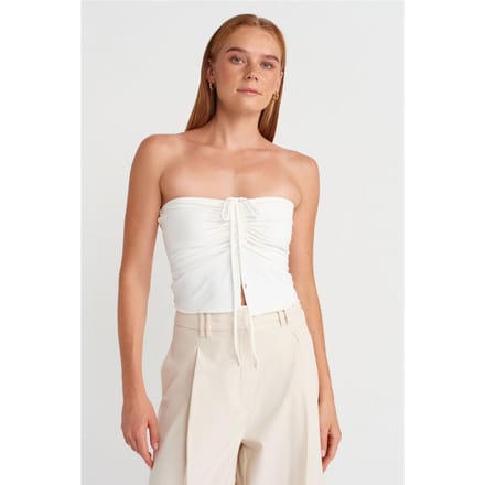 Draagbare Strapless Crop Blouse voor Dames met Strikdetail
