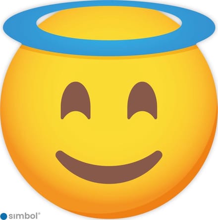 Simbol Emoticon Stickers - Engel smiley met aureool voor kliko - 10 cm