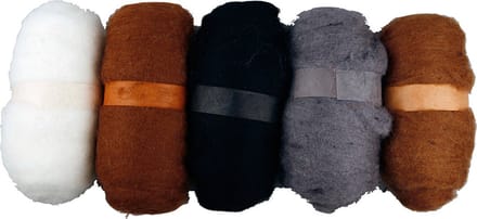 Gekaarde Wol, naturel, 5x100 gr/ 1 doos